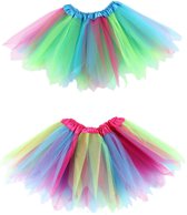 Regenboog tutu rokje - one - 110 128 134 140 152 164 XS S - gekleurde tule rok petticoat carnaval