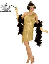 Gouden charleston jurk met haarband en halsband-Maat:XL