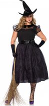 Heks Halloween - Zwart jurk met glitters - maat 46