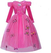 Prinsessen jurk + Gratis staf en kroon met vlinders - verkleedjurk