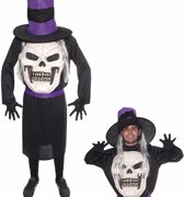 Halloween - Doodskop met hoed kostuum voor heren - Halloween / horror verkleedpak M/L (T-04)