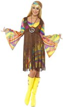 Hippie jurkje met franjes 60s verkleedkleding dames maat 48/50