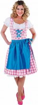 Luxe Oktoberfestkleding Roze dirndl, witte blouse & blauw schort Tiroler jurkje maat M (38/40)