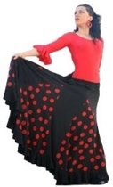 Spaanse Flamenco Rok - Zwart met Rode Stippen - Maat M - Volwassenen - Verkleed Rok