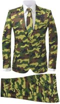 VidaXL Tweedelig herenkostuum met stropdas camouflage print maat 54
