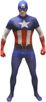 Morphsuits™ Captain America Value Morphsuit - SecondSkin - Verkleedkleding - 152/160 cm