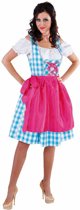 Luxe 3-delige blauwe dirndl met blouse en roze schort - Oktoberfest kleding dames maat XS (32-34)
