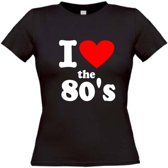 I love the 80's t-shirt maat S Dames zwart