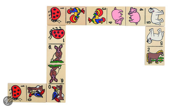 Thumbnail van een extra afbeelding van het spel Goki Houten Domino met Diermotieven