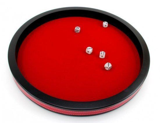 Afbeelding van het spel Hot games Dobbelpiste rood 40cm met 5 dobbelstenen