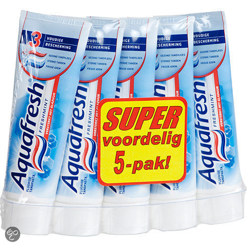 Foto van Aquafresh Freshmint - 5x 75 ml - Tandpasta - Voordeelverpakking