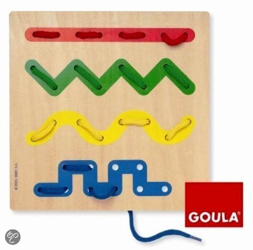 Afbeelding van het spel Rijgspel hout gekleurde lijnen - Goula
