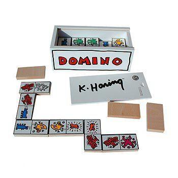 Thumbnail van een extra afbeelding van het spel Houten Keith Haring domino spel - collectors item