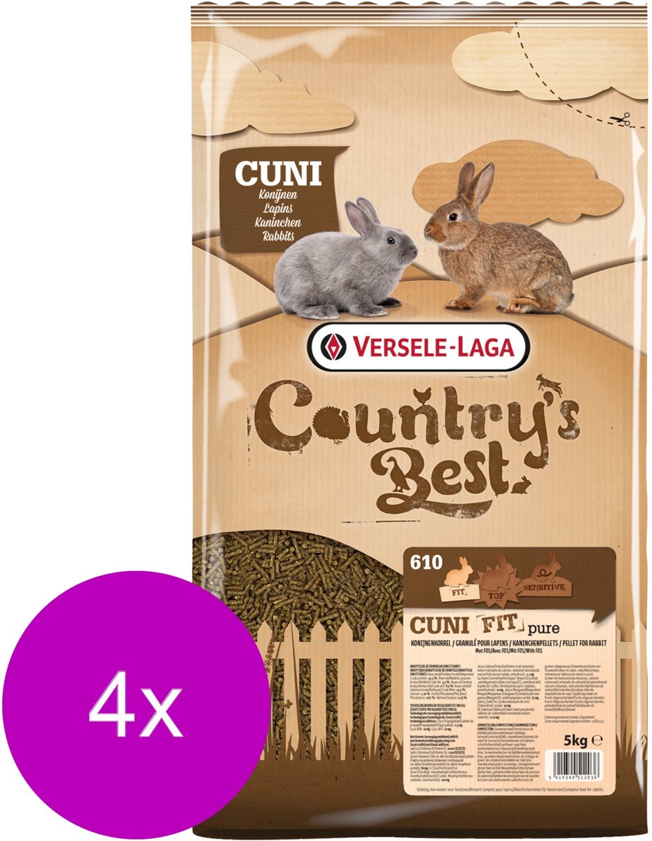 Versele-Laga Country`s Best Cuni Fit Pure - Konijnenkorrel - Konijnenvoer - 4 x 5 kg