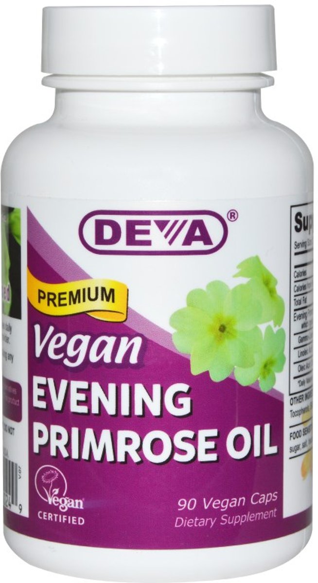 Foto van Premium Vegan Evening Primrose Oil (90 Vegan Caps) - Deva