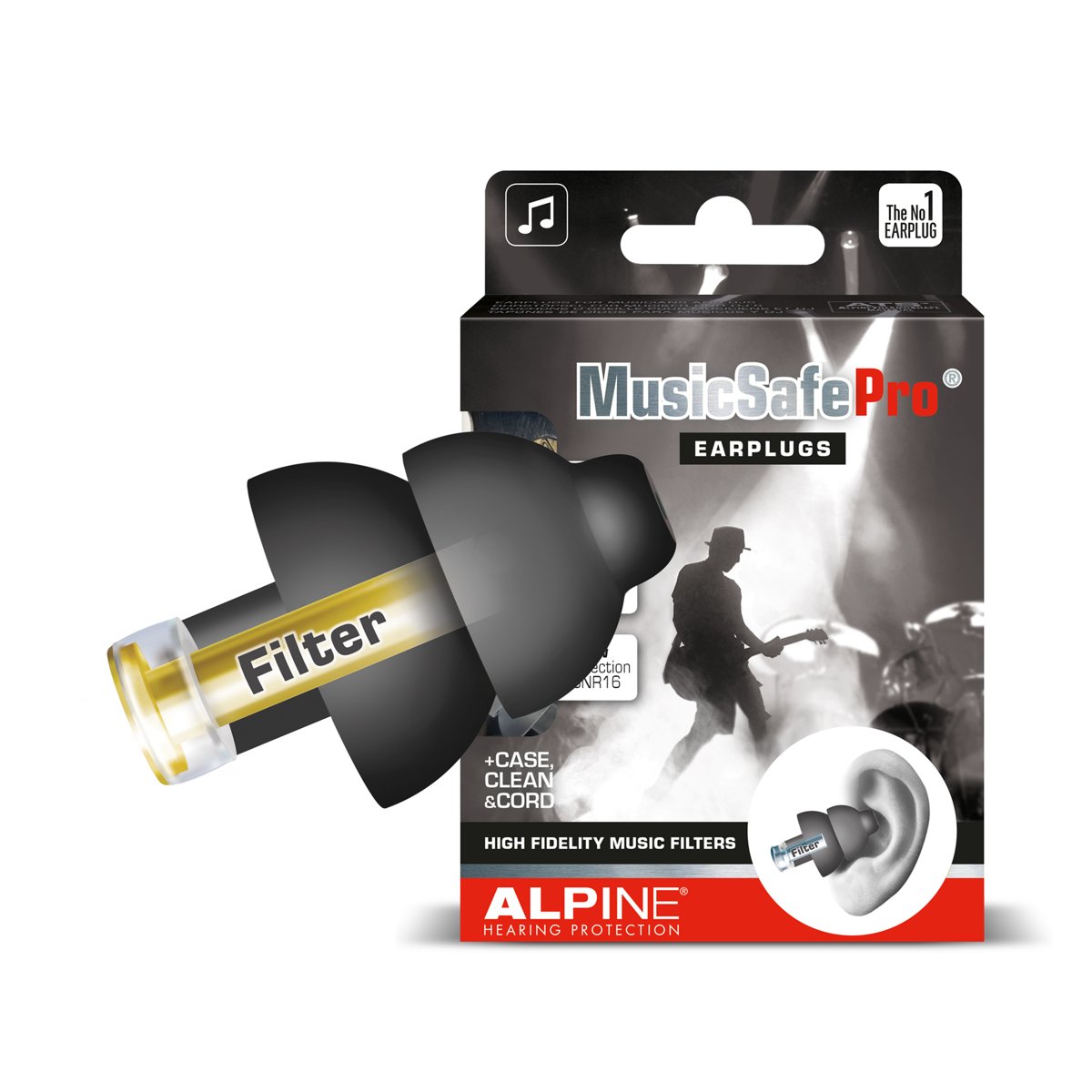 Foto van Alpine MusicSafe Pro - Muzikanten oordoppen - Gehoorbescherming - Verwisselbare filters - Zwart - 1 paar