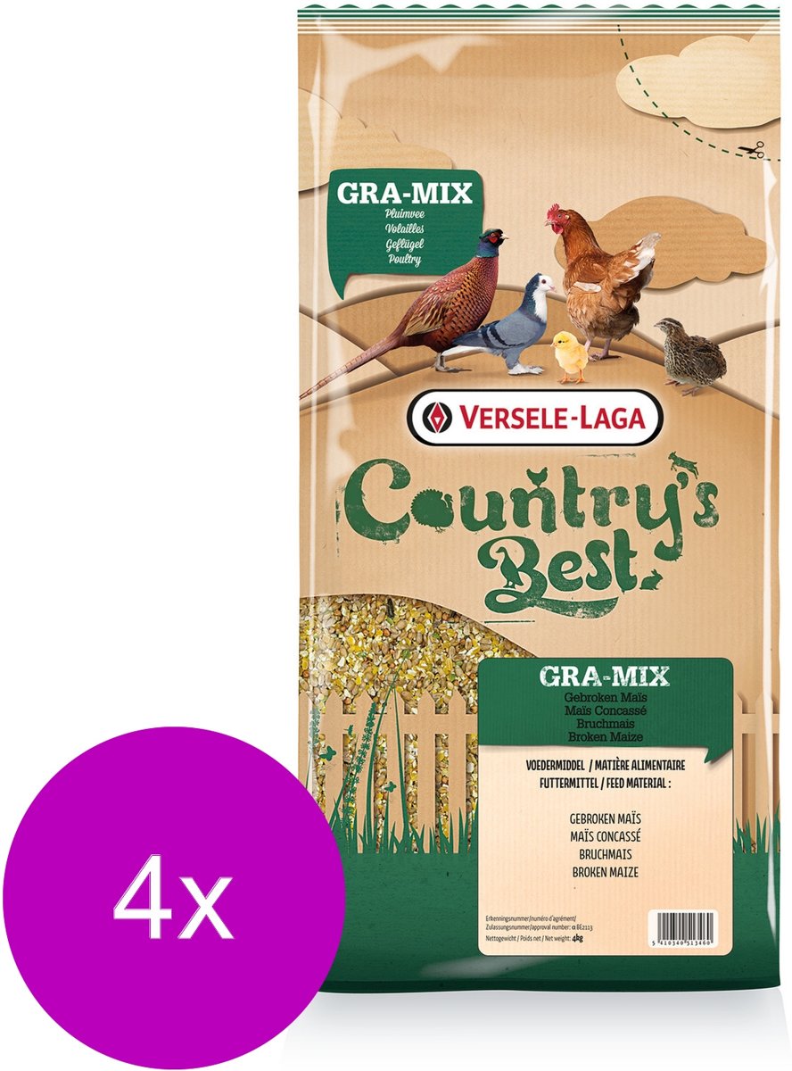 Versele-Laga Country`s Best Gebroken Maïs - Pluimveevoer - 4 x 4 kg