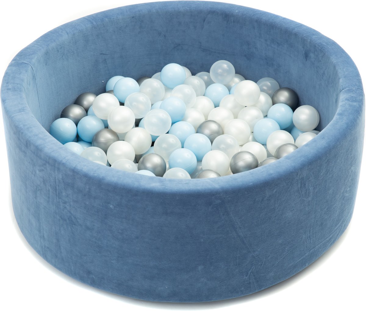 FUJL - Ballenbak - Speelbak - Donker blauw - ⌀ 90 cm - 200 ballen - Kleuren - zwart - Parel  -Wit - Transparant