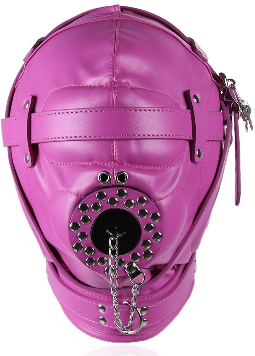 Foto van Banoch - Depraved Stopper Pink - Roze bondage masker van pu Leer