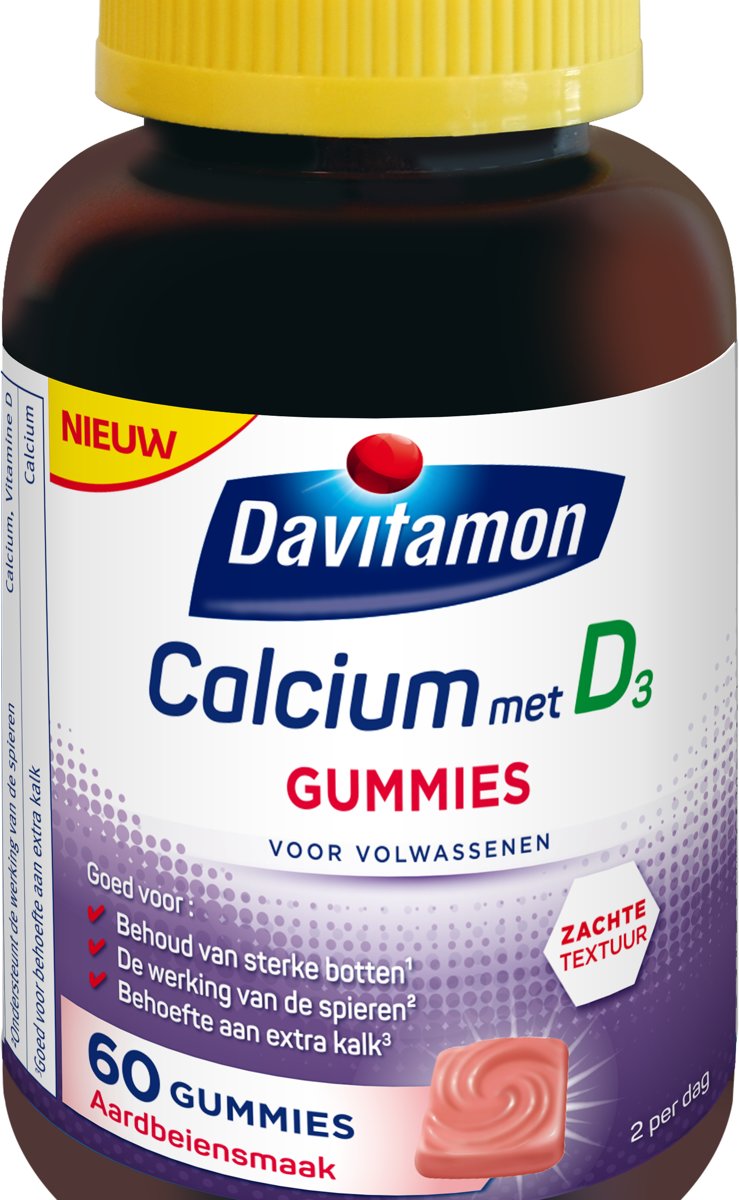 Foto van Davitamon Calcium + Vitamine D3 - gumm 60 st