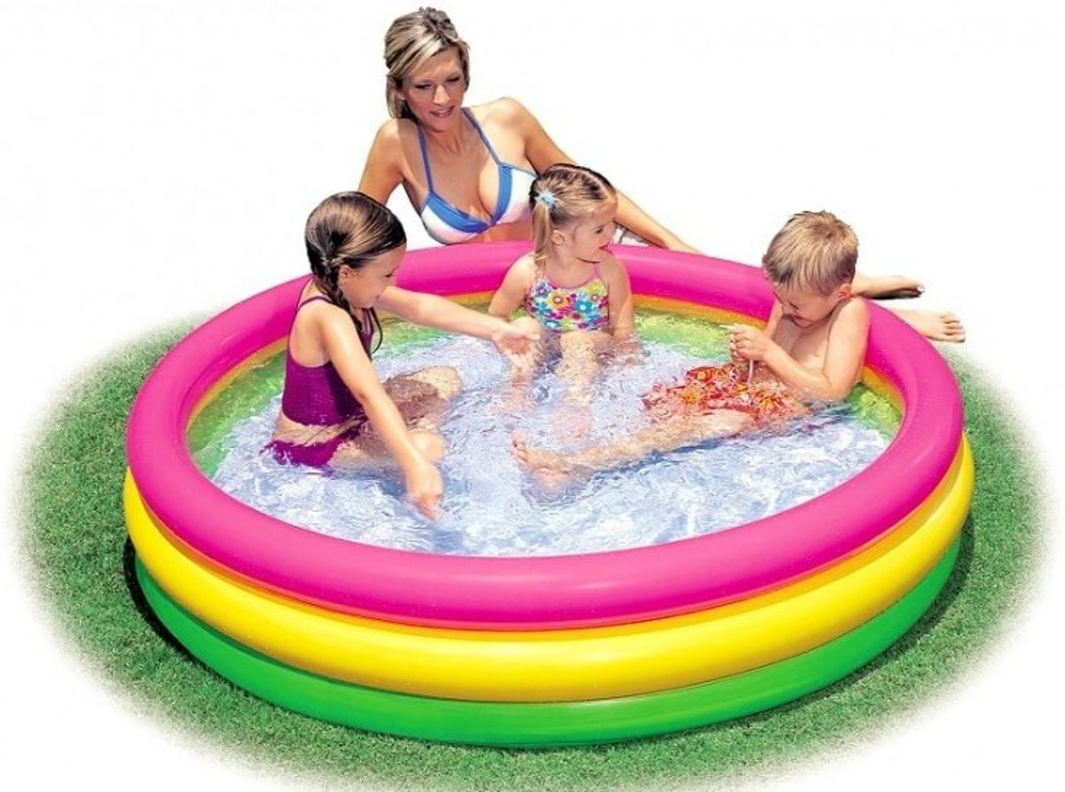 Intex kleurrijk opblaasbaar zwembad (voor 2 jaar en ouder) - met reparatiesetje