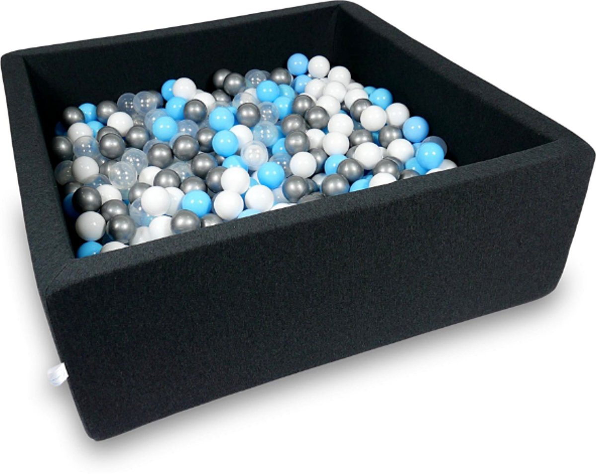 Ballenbak - 600 ballen - 110 x 110 cm - ballenbad - vierkant zwart