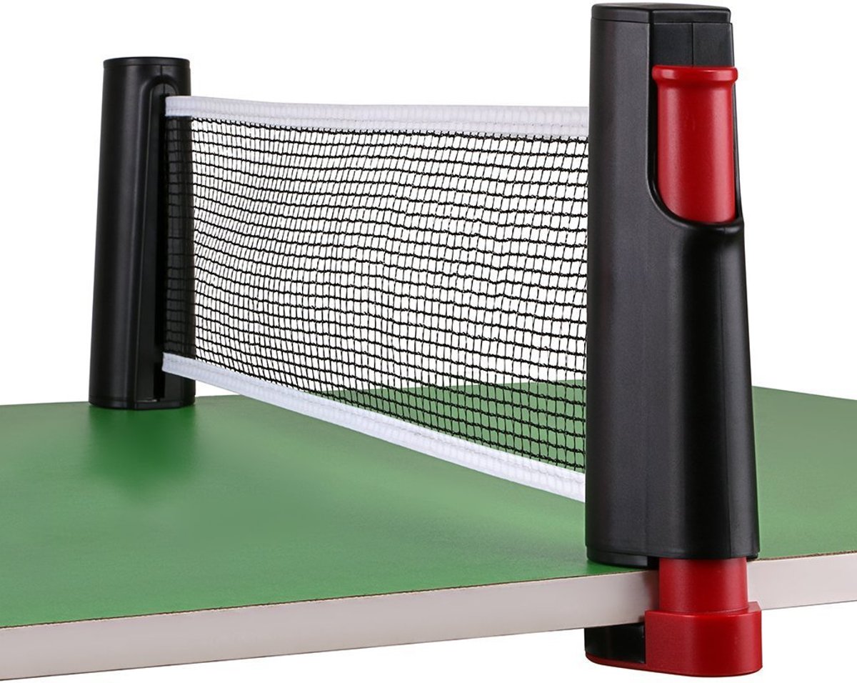 Pocket Tafel Tennis Net | Ping Pong Reis Net | Tafeltennis Net Uitschuifbaar tot 2 meter | Zwart/Rood