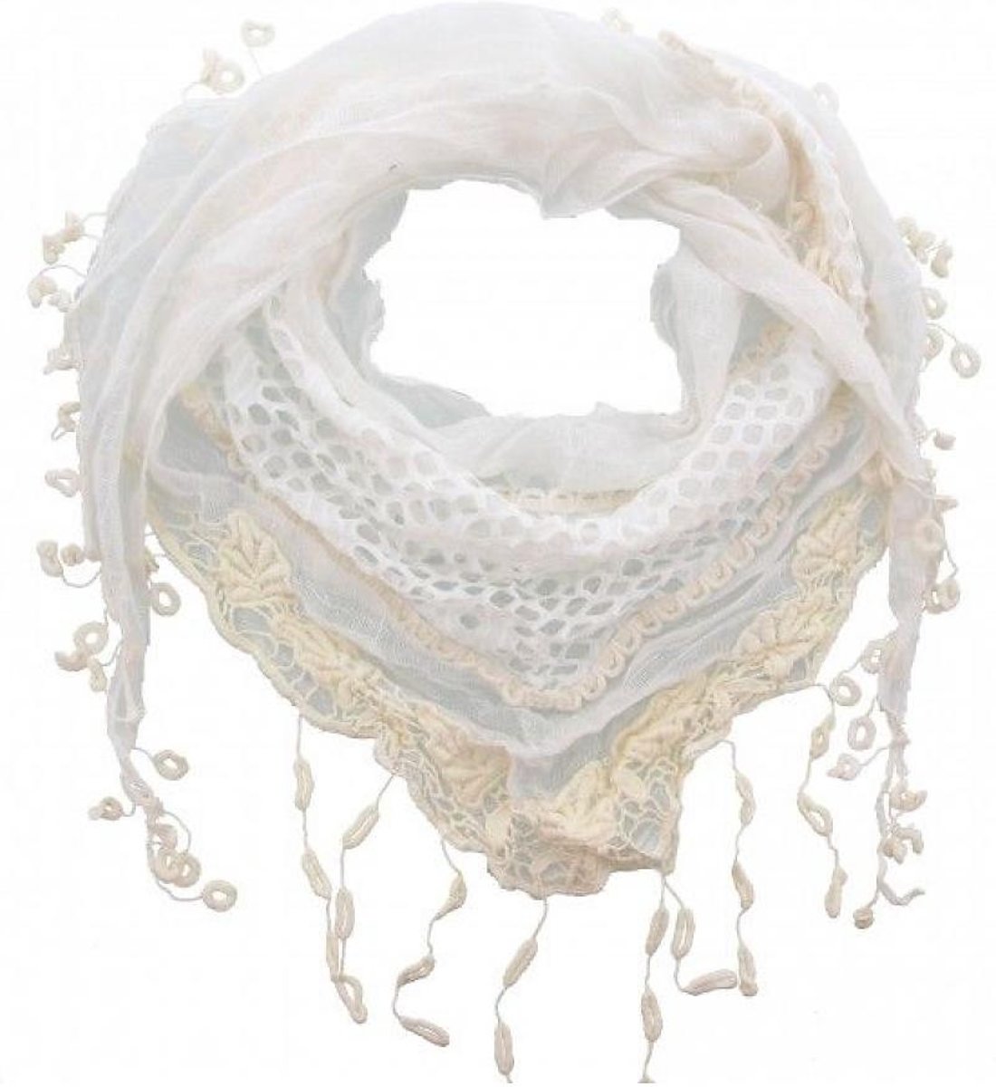 Ongebruikt bol.com | Driehoek sjaal wit met creme SO-48