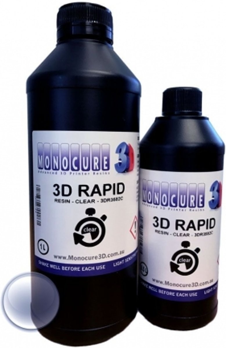 Monocure 3D Rapid Resin voor DLP 3D-printer  - 500 ml - Clear