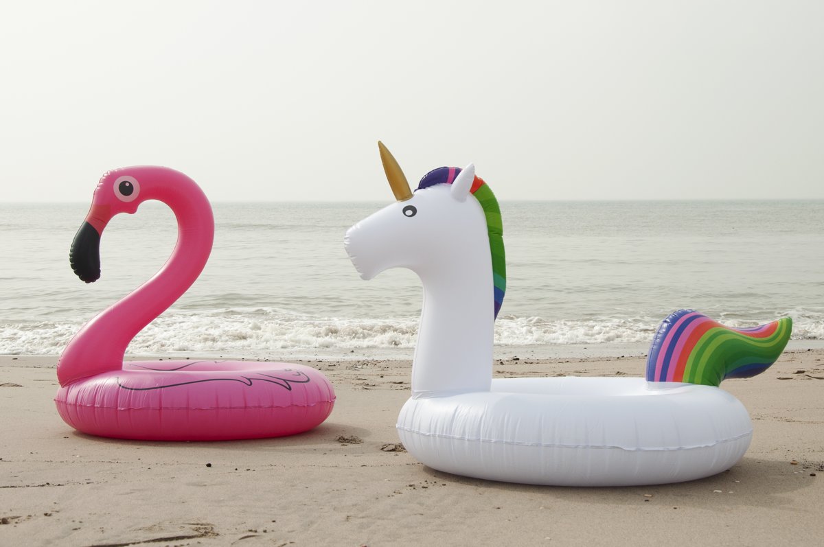 COMBI PACK - Flamingo en Unicorn Eenhoorn Zwemband XXL Combi 120cm