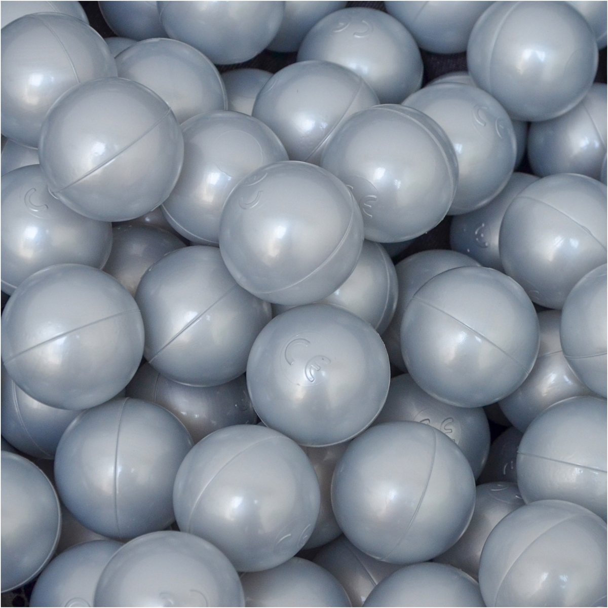 50 Babybalballen 5,5 cm Kinderbalbadje Kunststofballen Babyballen Zilver