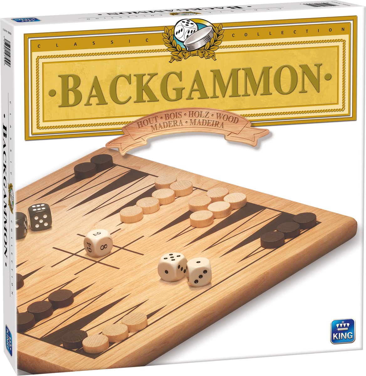 Backgammon Bordspel Hout - King - Met Houten Speelstukken‎‎
