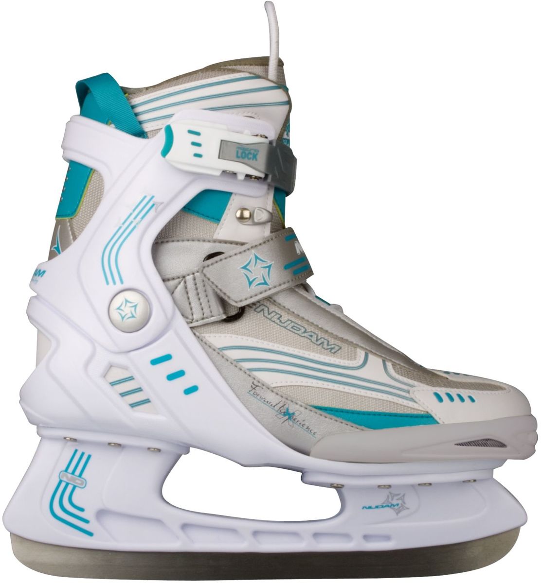 Nijdam 3353 Ijshockeyschaats - Semi-Softboot - Wit/Turquoise - Maat 36