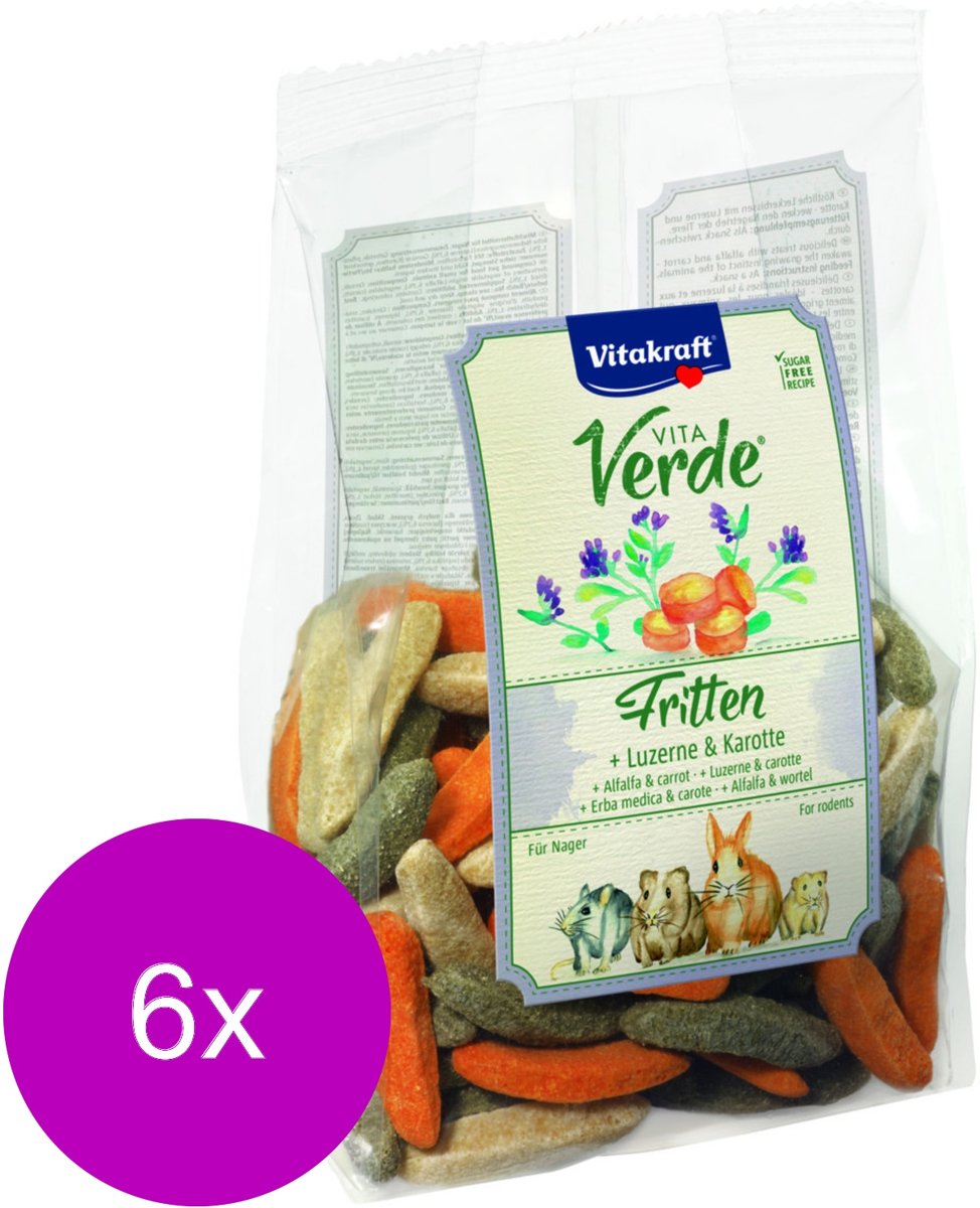 Vitakraft Vita-Verde Fritten - Knaagdiersnack - 6 x 200 g