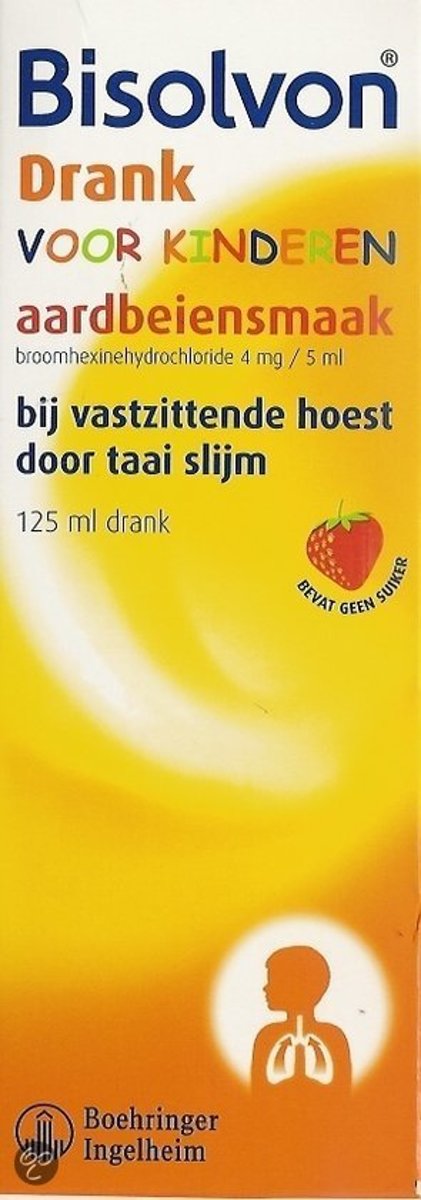 Foto van Bisolvon Aardbeiensmaak: Hoestdrank voor Kinderen - 125 ml