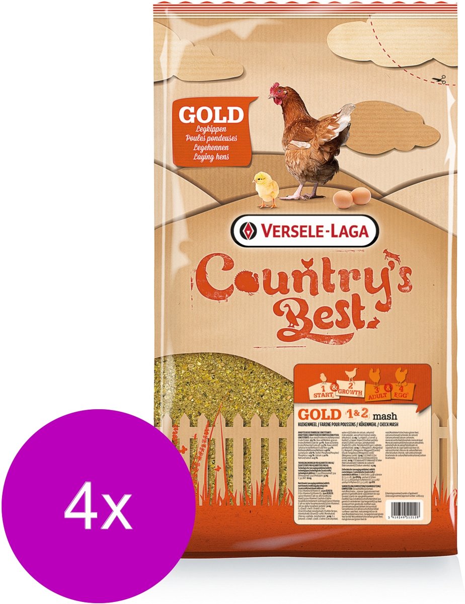 Versele-Laga Country`s Best Gold 1&2 Mash Opgroeimeel - Kippenvoer - 4 x 5 kg Van 0 Weken