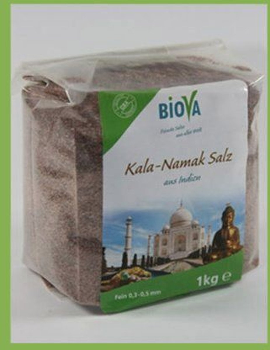 Foto van Biova Kala Namak zout uit India fijn - 1 kg - Badzout