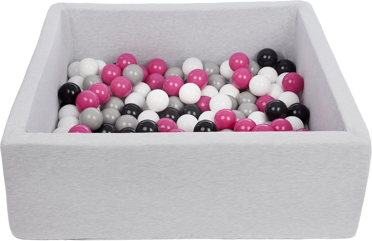 Ballenbak - stevige ballenbad - 90x90 cm - 150 ballen Ø 7 cm - wit, roze, grijs, zwart.