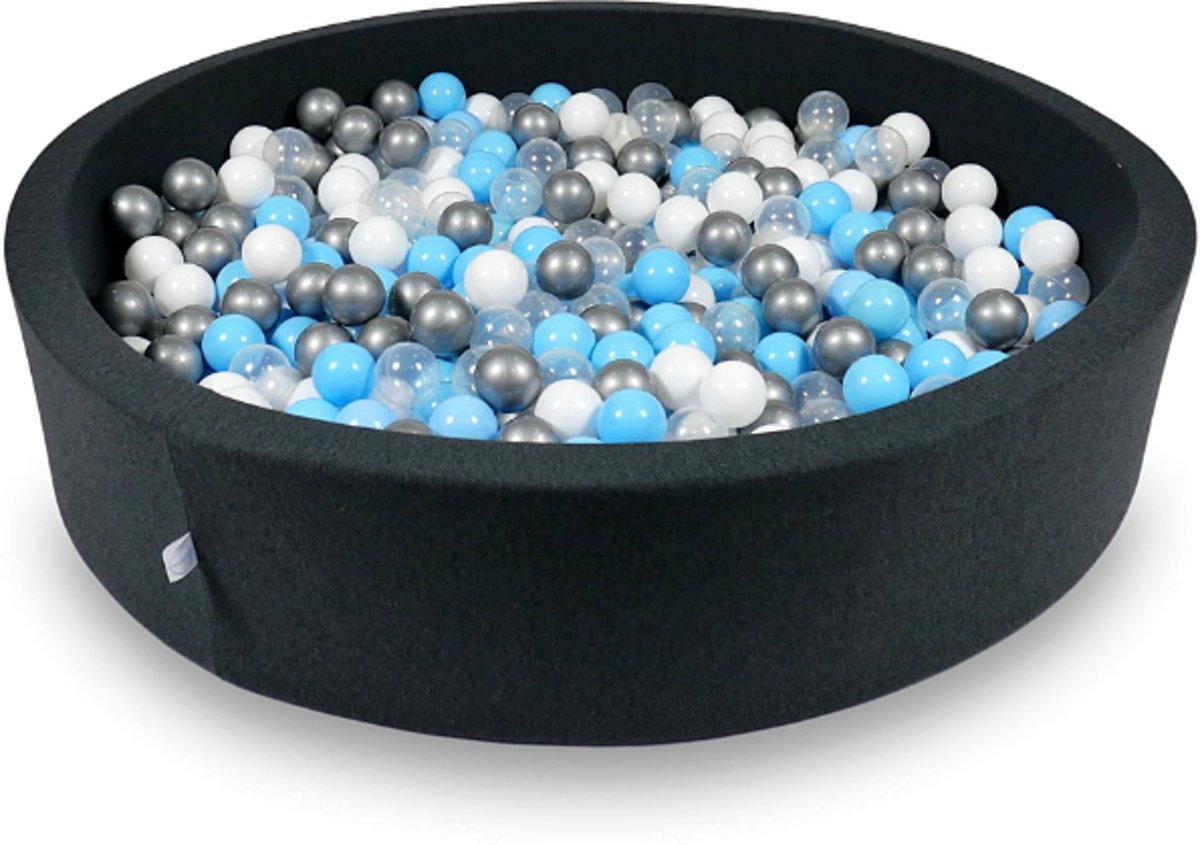 Ballenbak - 600 ballen - 130 x 30 cm - ballenbad - rond zwart