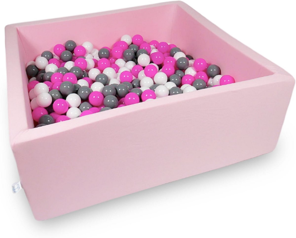 Ballenbak - 600 ballen - 110 x 110 cm - ballenbad - vierkant roze