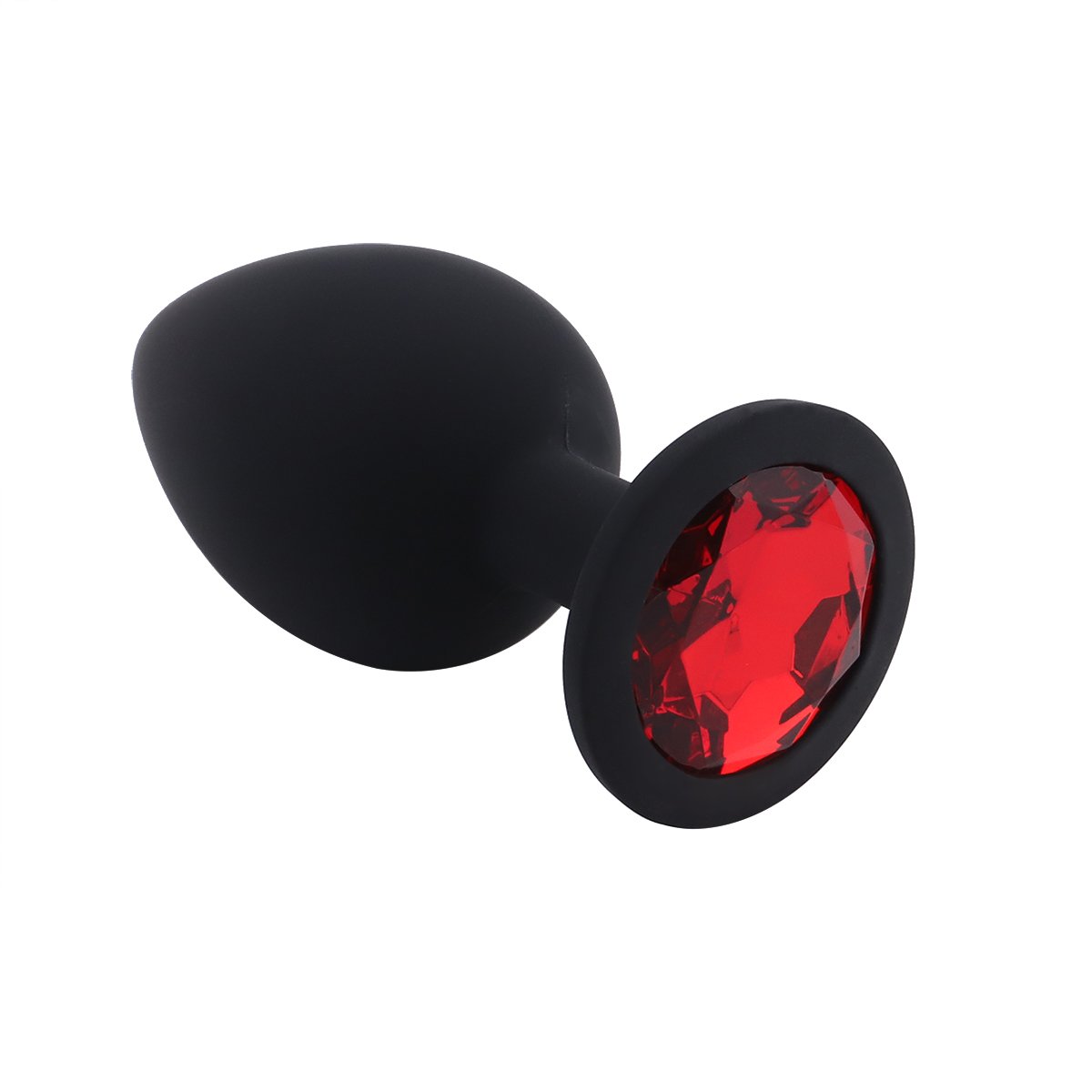 Foto van Banoch - Buttplug Penumbra Red Large– Siliconen buttplug Zwart - Diamant steen - Rood
