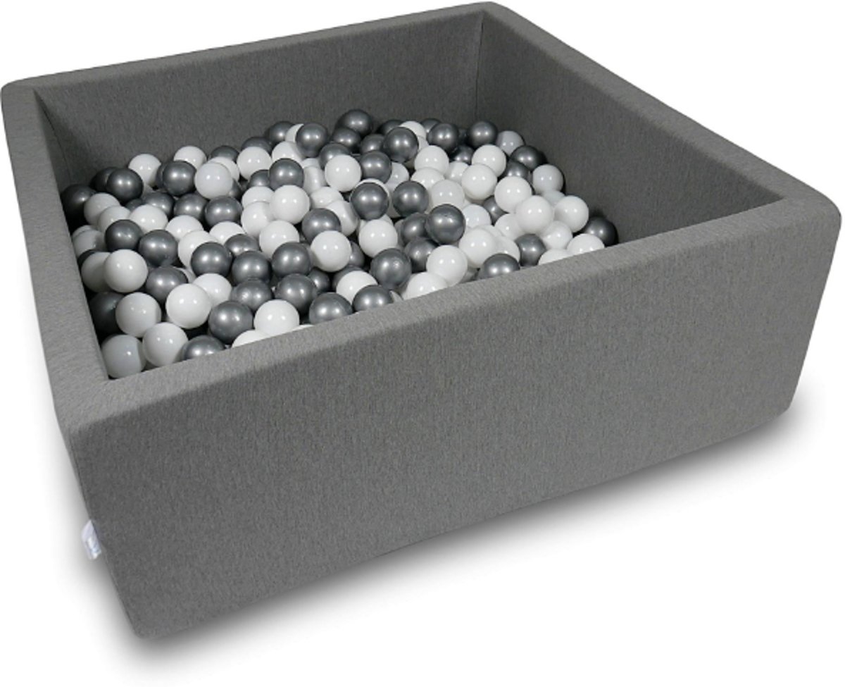 Ballenbak - 600 ballen - 110 x 110 cm - ballenbad - vierkant donker grijs