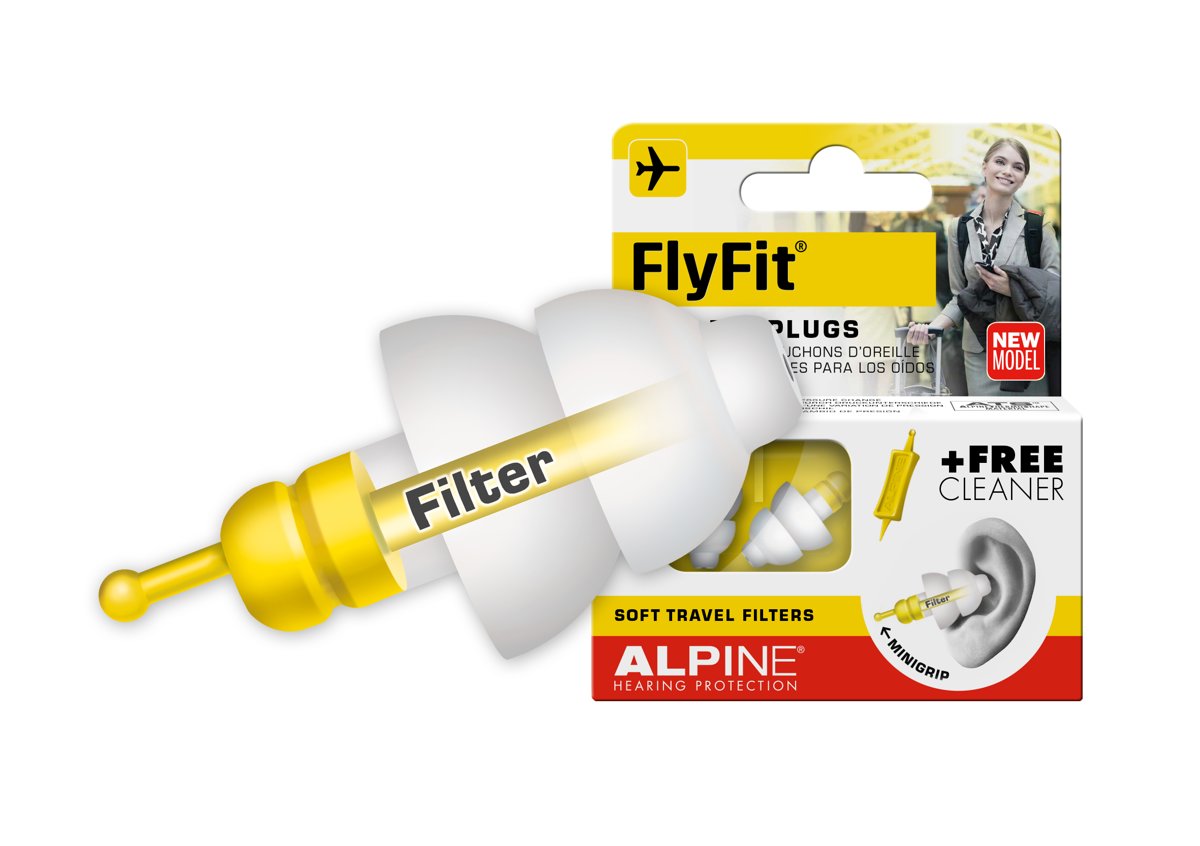 Foto van Alpine FlyFit - Vlieg oordoppen - Voorkomt oorpijn - Drukregulerend - Wit - SNR 17 dB - 1 paar