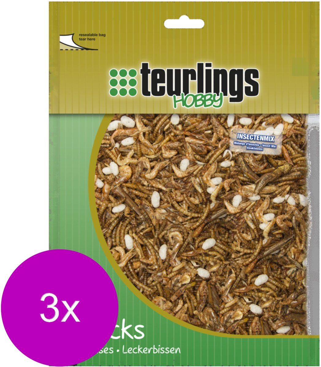Teurlings Insectenmix - Kippenvoer - 3 x 150 g