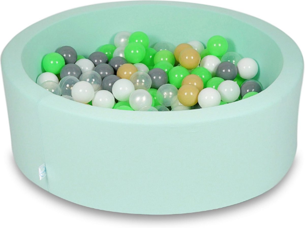Ballenbak - 200 ballen - 90 x 30 cm - ballenbad - rond mint groen