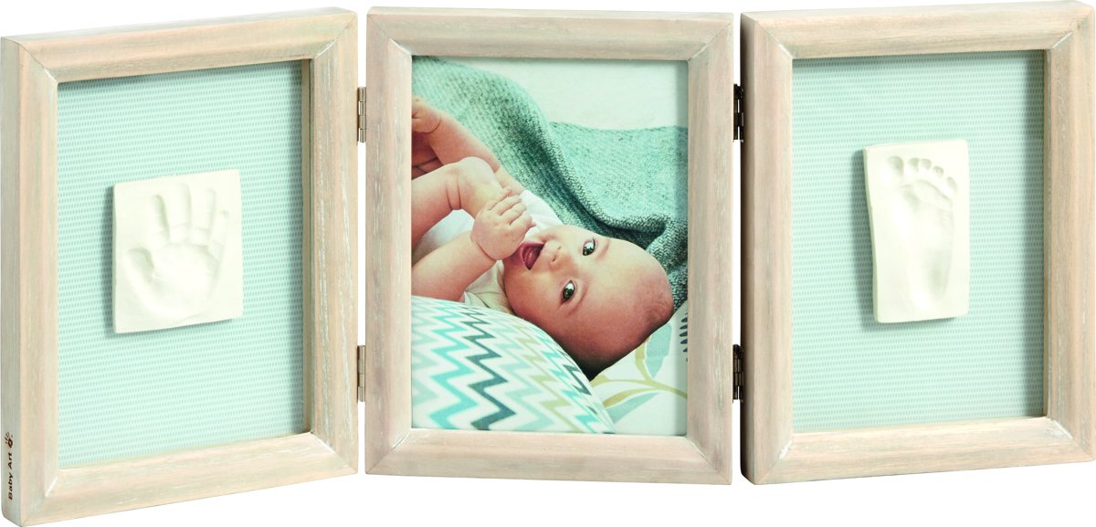 Baby Art Double Print Frame White Stained Wood - 2016