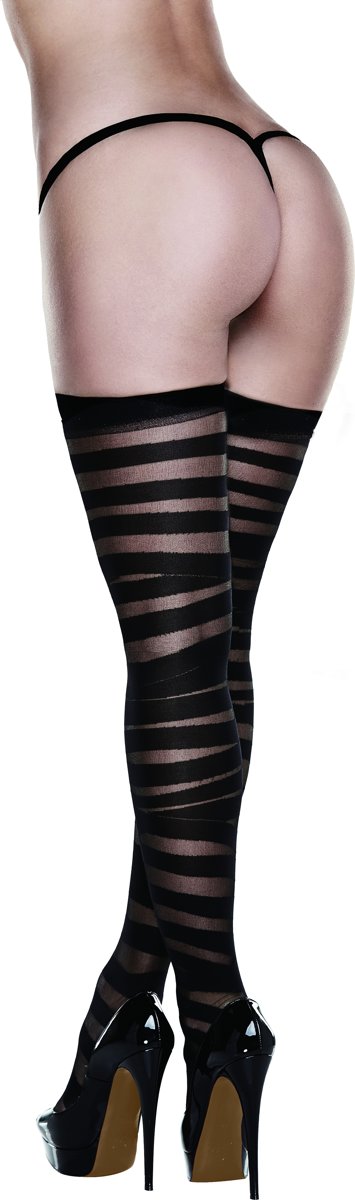 Foto van Baci - Criss Cross Sheer And Opaque Thigh Highs with Silicone Stay Up One S