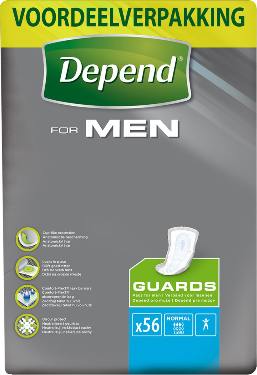 Foto van Depend for Men Guards - 14 stuks - Incontinentie verband voor mannen