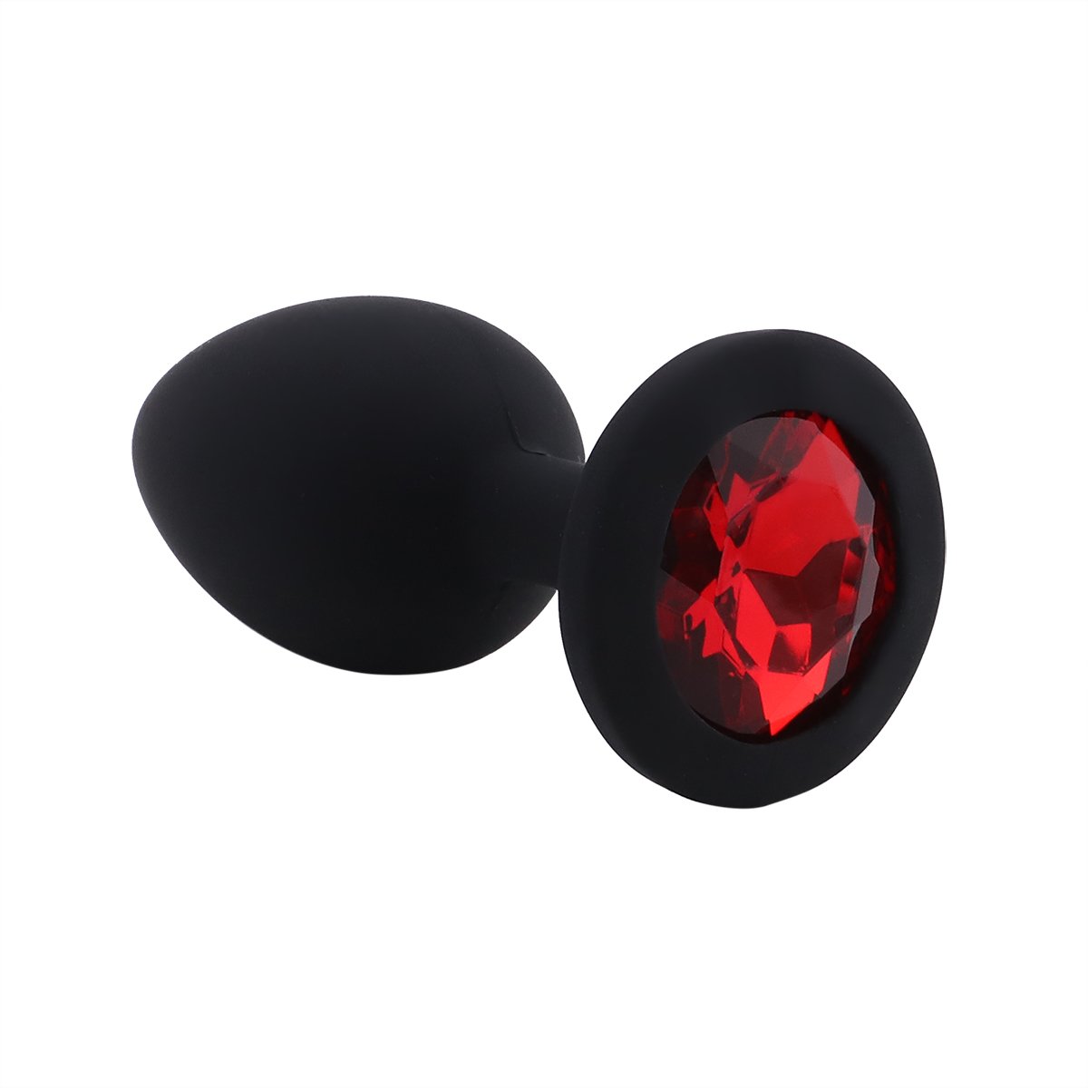 Foto van Banoch - Buttplug Penumbra Red Small – Siliconen buttplug Zwart - Diamant steen - Rood