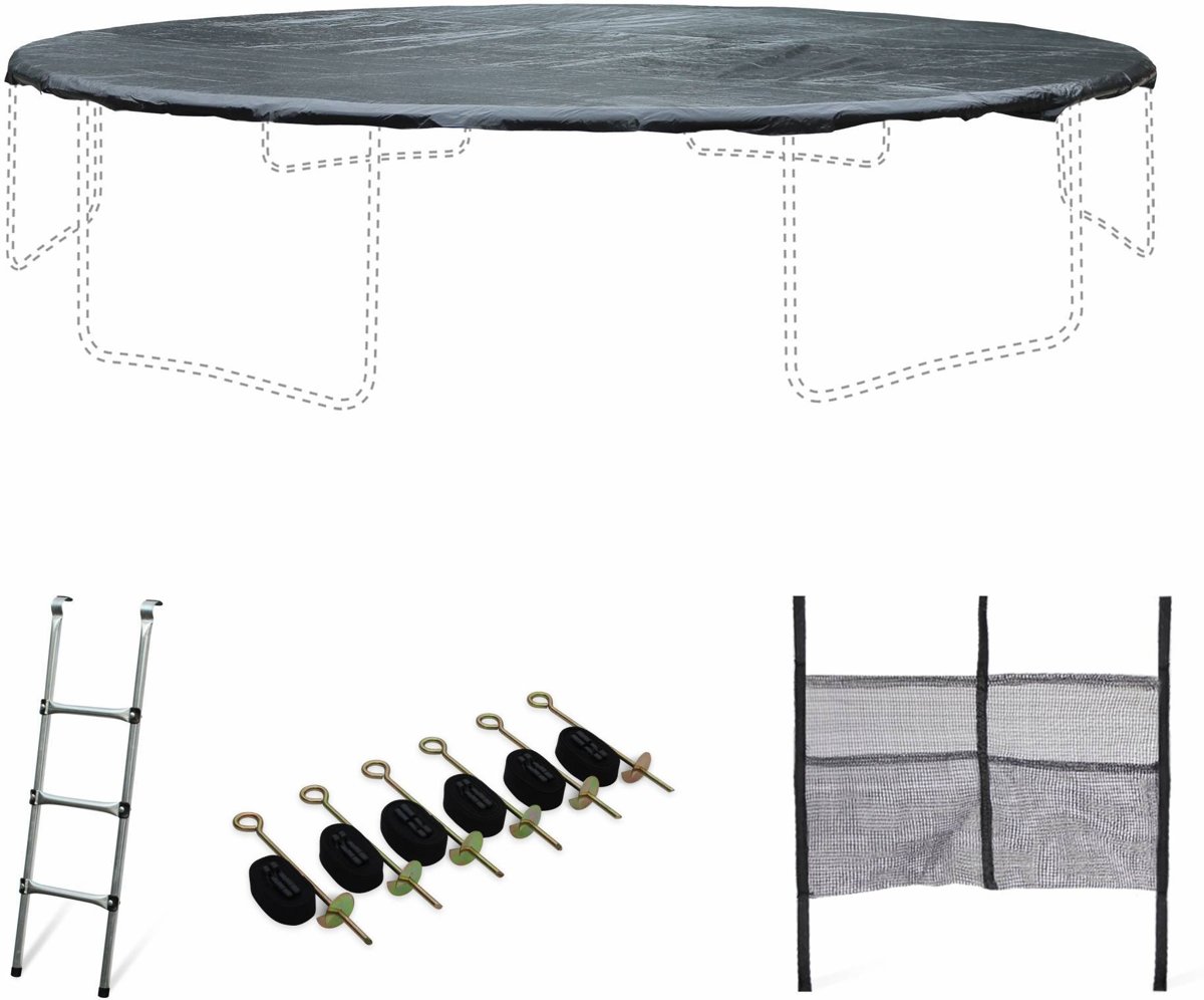 Accessoire set voor trampoline Ø490cm met ladder, beschermhoes, opbergnet voor schoenen en verankeringskit